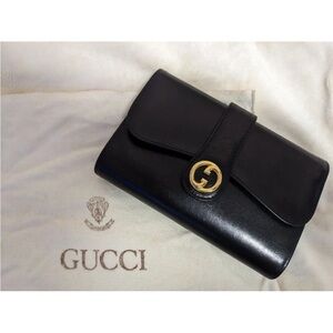 Gucci Black Leather Clutch